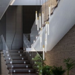 Pendant Light Copper Crystal Column Cluster Ceiling Light