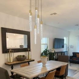 Pendant Light Copper Crystal Column Cluster Ceiling Light