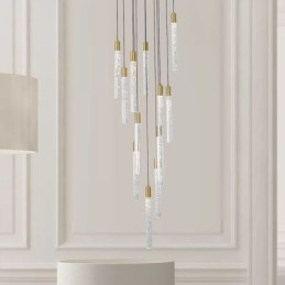Pendant Light Copper Crystal Column Cluster Ceiling Light