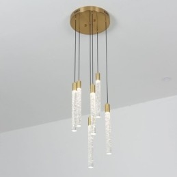 Pendant Light Copper Crystal Column Cluster Ceiling Light