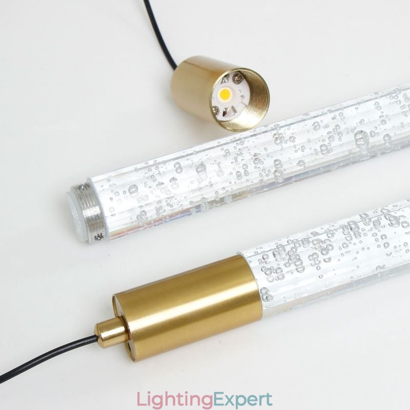 Pendant Light Copper Crystal Column Cluster Ceiling Light
