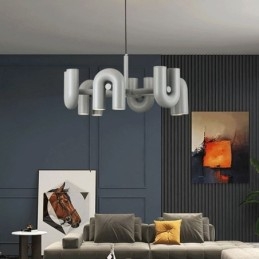 Pendant Light Round Wrought Iron U shaped Ceiling Light 90° Rotating Shade