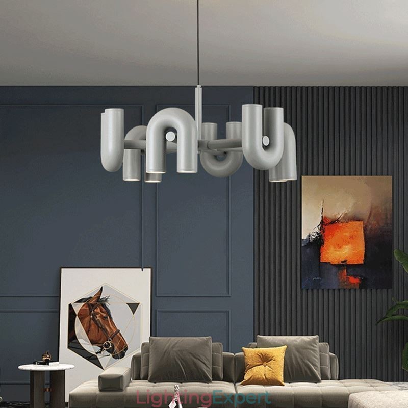 Pendant Light Round Wrought Iron U shaped Ceiling Light 90° Rotating Shade