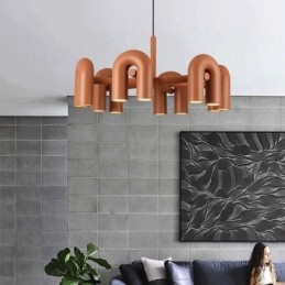 Pendant Light Round Wrought Iron U shaped Ceiling Light 90° Rotating Shade