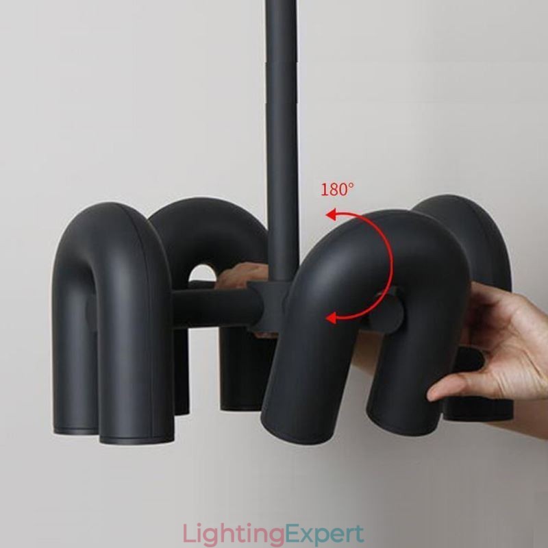 Pendant Light Round Wrought Iron U shaped Ceiling Light 90° Rotating Shade