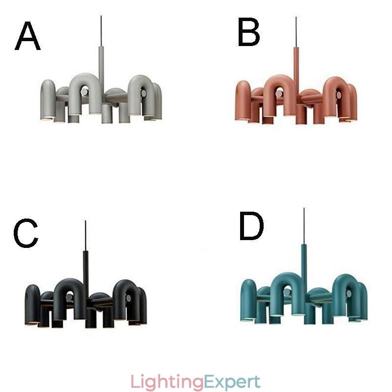 Pendant Light Round Wrought Iron U shaped Ceiling Light 90° Rotating Shade