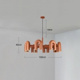 Pendant Light Round Wrought Iron U shaped Ceiling Light 90° Rotating Shade