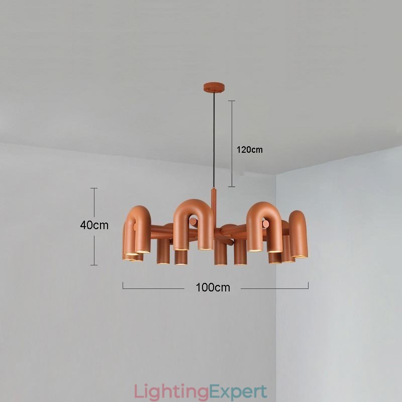 Pendant Light Round Wrought Iron U shaped Ceiling Light 90° Rotating Shade