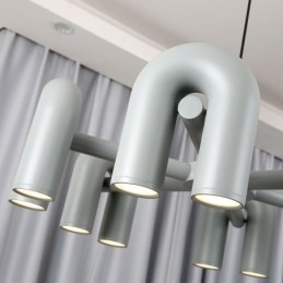 Pendant Light Round Wrought Iron U shaped Ceiling Light 90° Rotating Shade