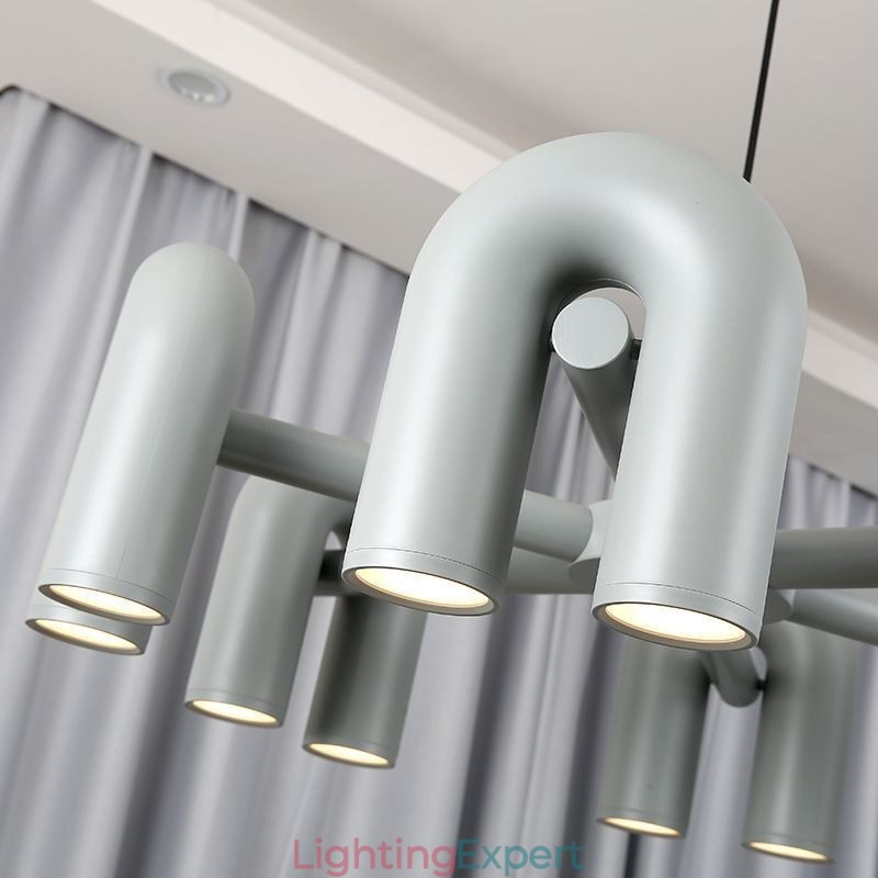 Pendant Light Round Wrought Iron U shaped Ceiling Light 90° Rotating Shade