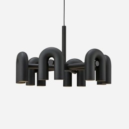 Pendant Light Round Wrought Iron U shaped Ceiling Light 90° Rotating Shade