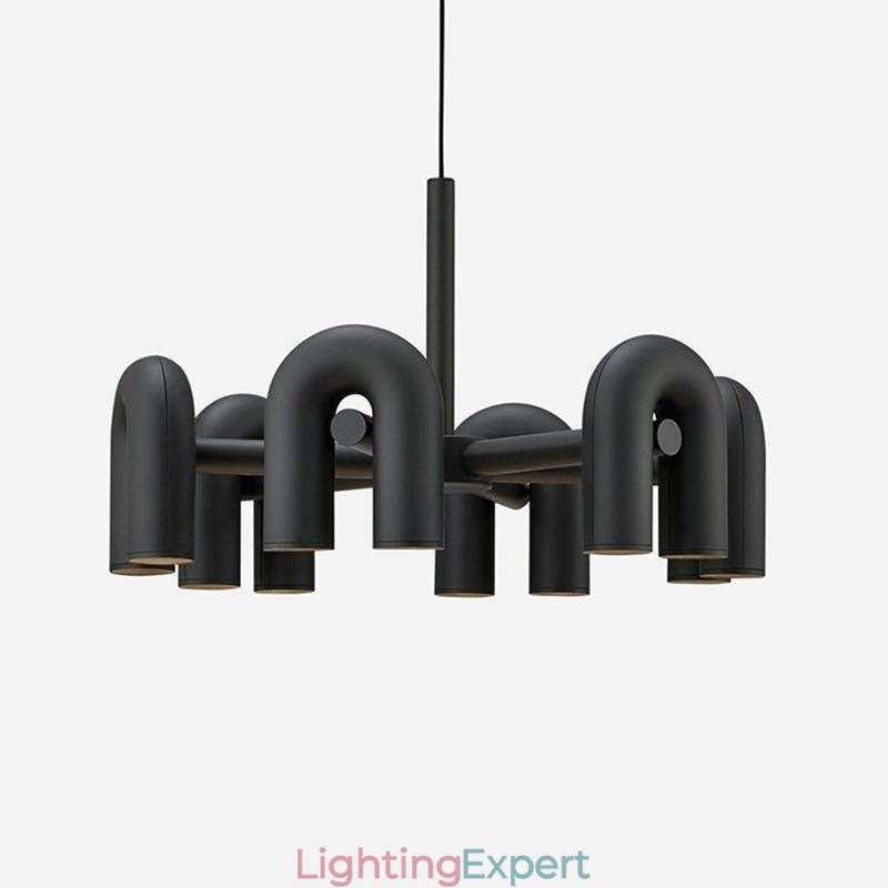 Pendant Light Round Wrought Iron U shaped Ceiling Light 90° Rotating Shade