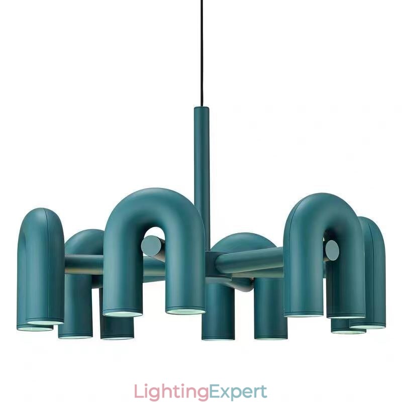 Pendant Light Round Wrought Iron U shaped Ceiling Light 90° Rotating Shade