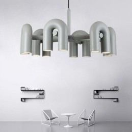 Pendant Light Round Wrought Iron U shaped Ceiling Light 90° Rotating Shade