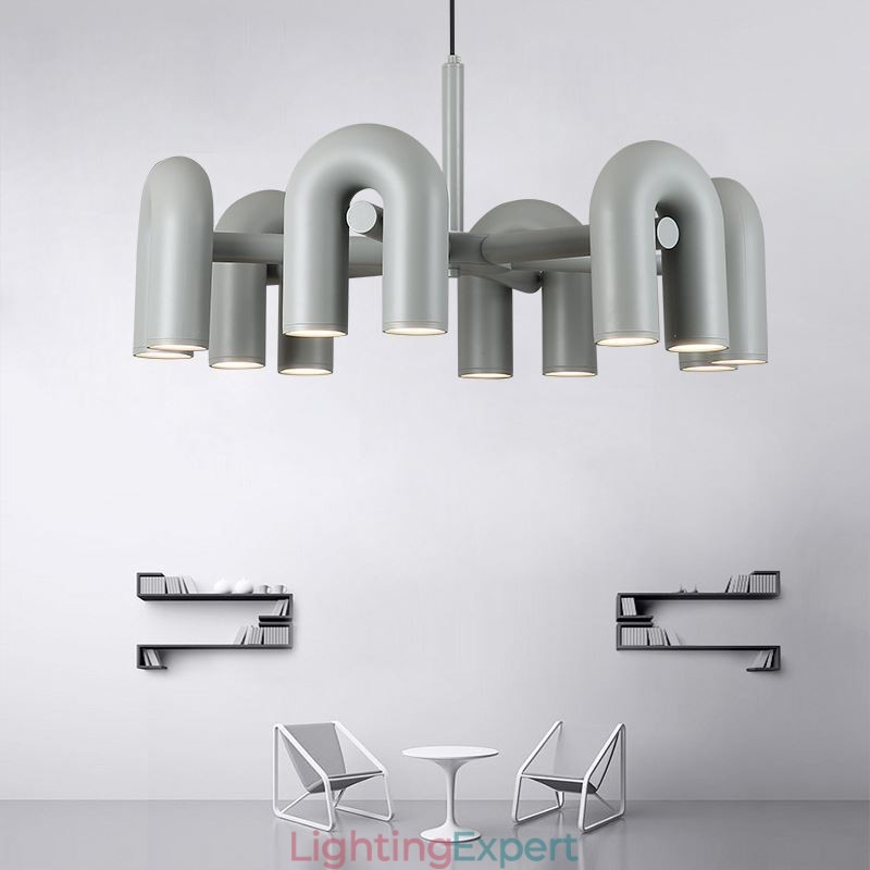 Pendant Light Round Wrought Iron U shaped Ceiling Light 90° Rotating Shade