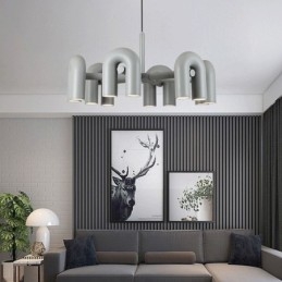 Pendant Light Round Wrought Iron U shaped Ceiling Light 90° Rotating Shade