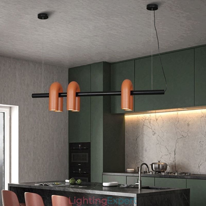 Ceiling Light Wrought Iron U shaped Pendant Light 90° Rotating Shade
