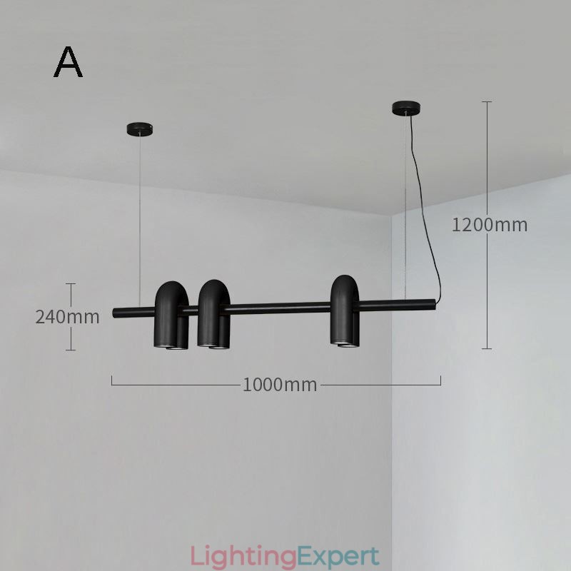 Ceiling Light Wrought Iron U shaped Pendant Light 90° Rotating Shade