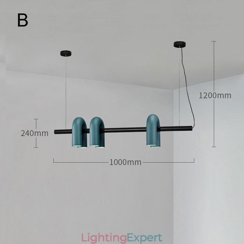 Ceiling Light Wrought Iron U shaped Pendant Light 90° Rotating Shade