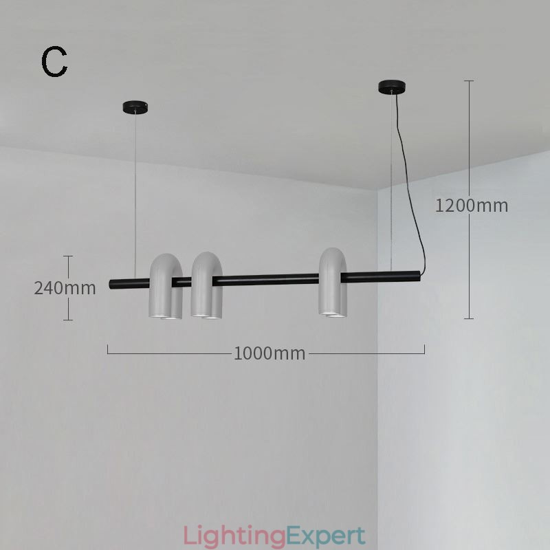 Ceiling Light Wrought Iron U shaped Pendant Light 90° Rotating Shade