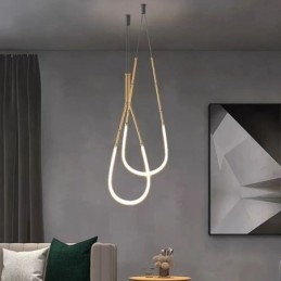Pendant Light Creative Line Bamboo Ceiling Light Black Gold