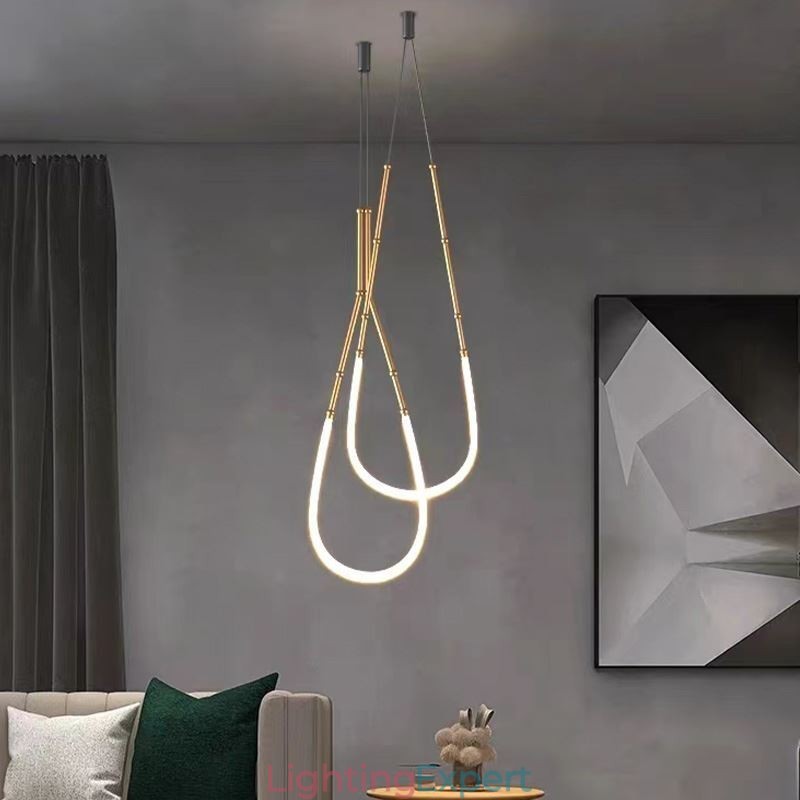 Pendant Light Creative Line Bamboo Ceiling Light Black Gold
