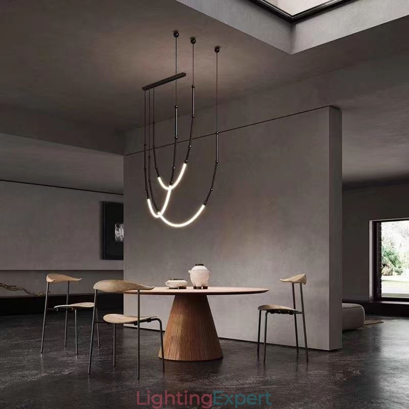 Pendant Light Creative Line Bamboo Ceiling Light Black Gold