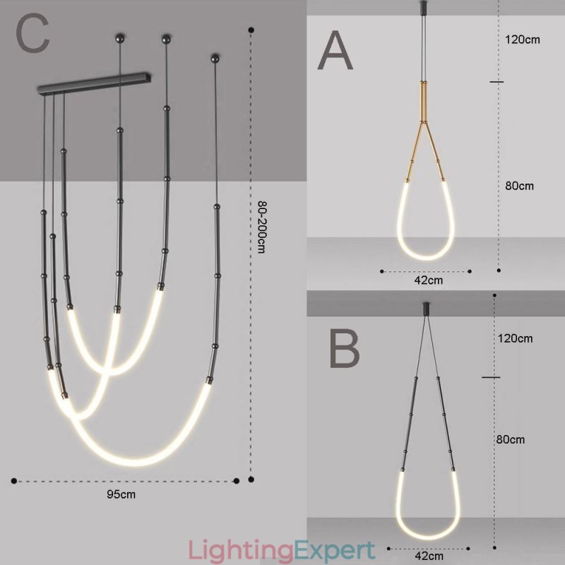 Pendant Light Creative Line Bamboo Ceiling Light Black Gold