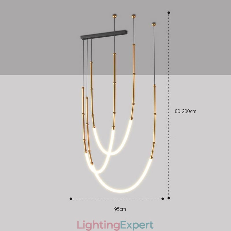 Pendant Light Creative Line Bamboo Ceiling Light Black Gold