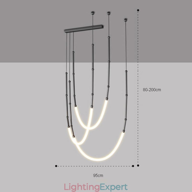 Pendant Light Creative Line Bamboo Ceiling Light Black Gold