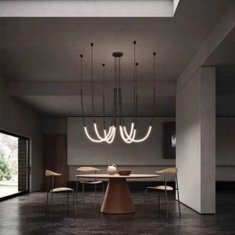 Ceiling Light Creative Line Bamboo Hanging Light Black Gold