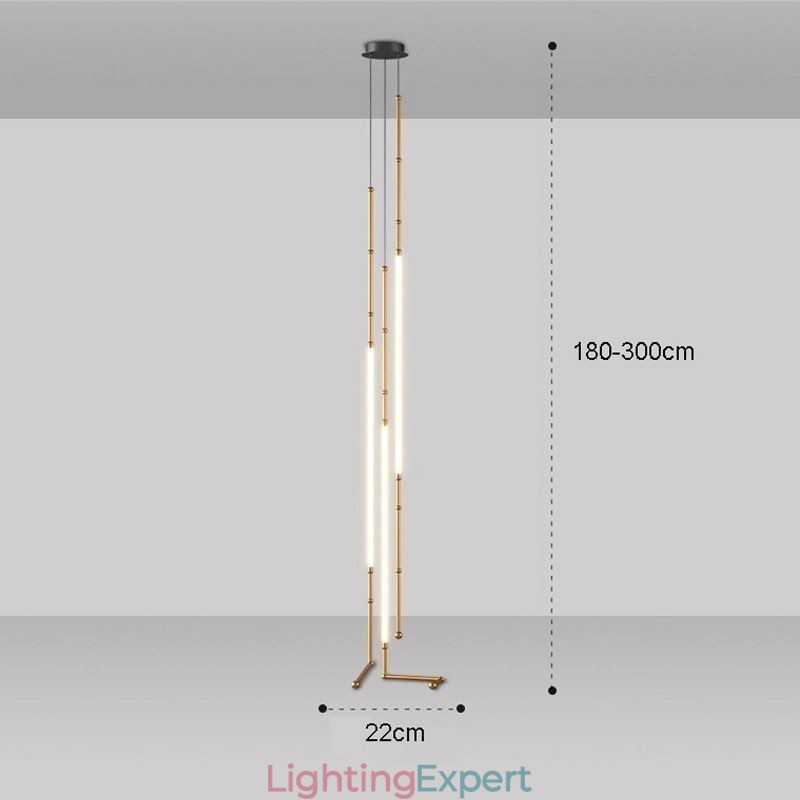 Ceiling Light Creative Line Bamboo Hanging Light Black Gold