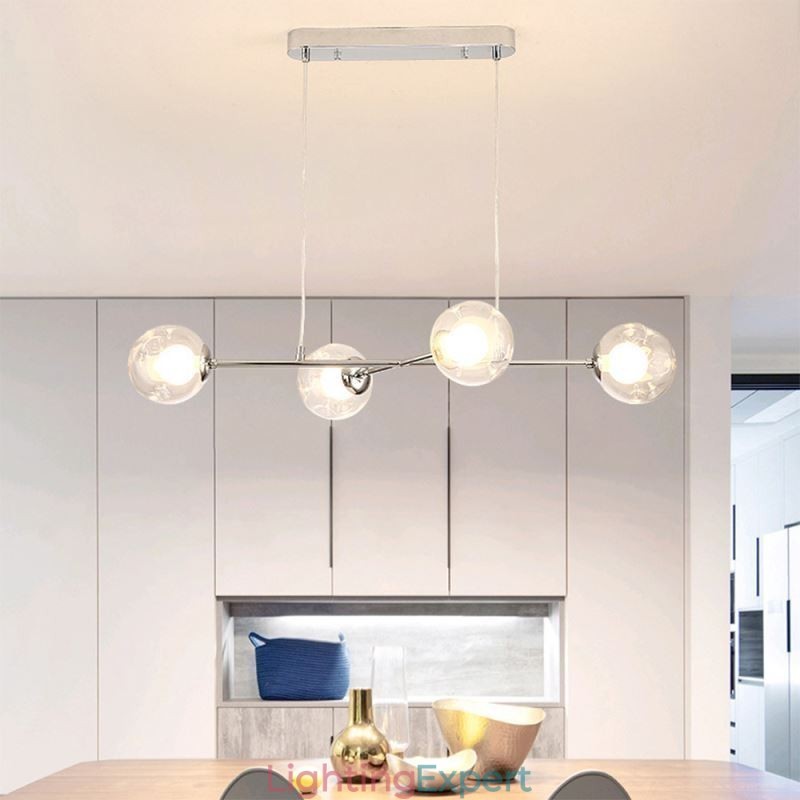 Glass Hanging Light European Magic Bean Pendant Light 4 Lights