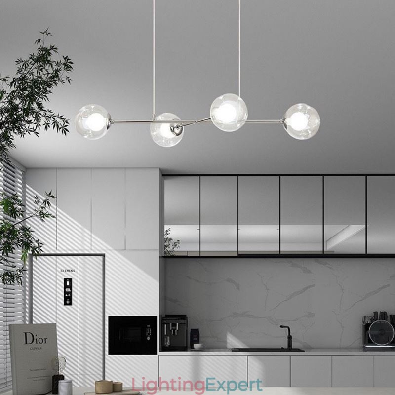 Glass Hanging Light European Magic Bean Pendant Light 4 Lights