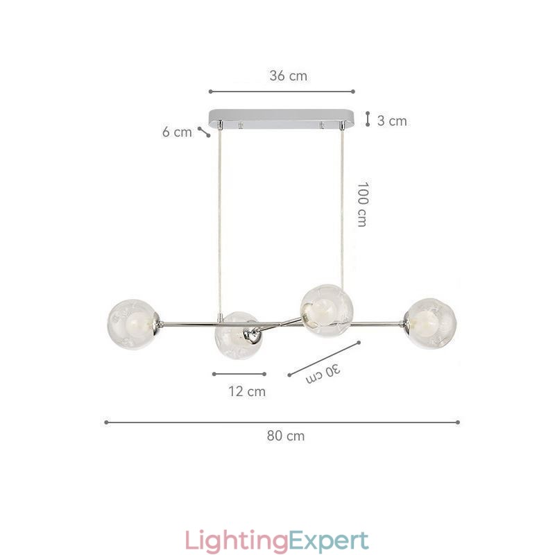Glass Hanging Light European Magic Bean Pendant Light 4 Lights