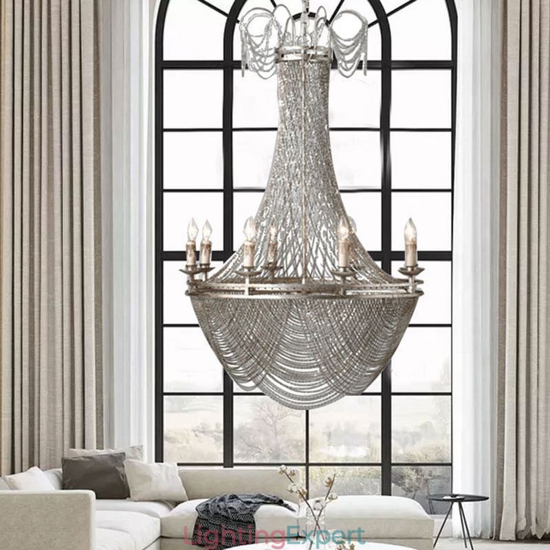 Aluminum Chain Pendant Light Creative Light Luxury Tassel Decorative Light Gold Silver