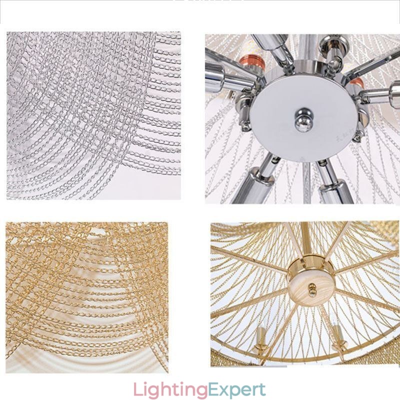 Aluminum Chain Pendant Light Creative Light Luxury Tassel Decorative Light Gold Silver