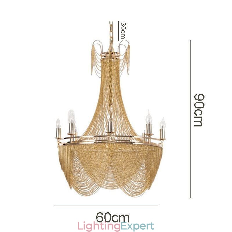 Aluminum Chain Pendant Light Creative Light Luxury Tassel Decorative Light Gold Silver