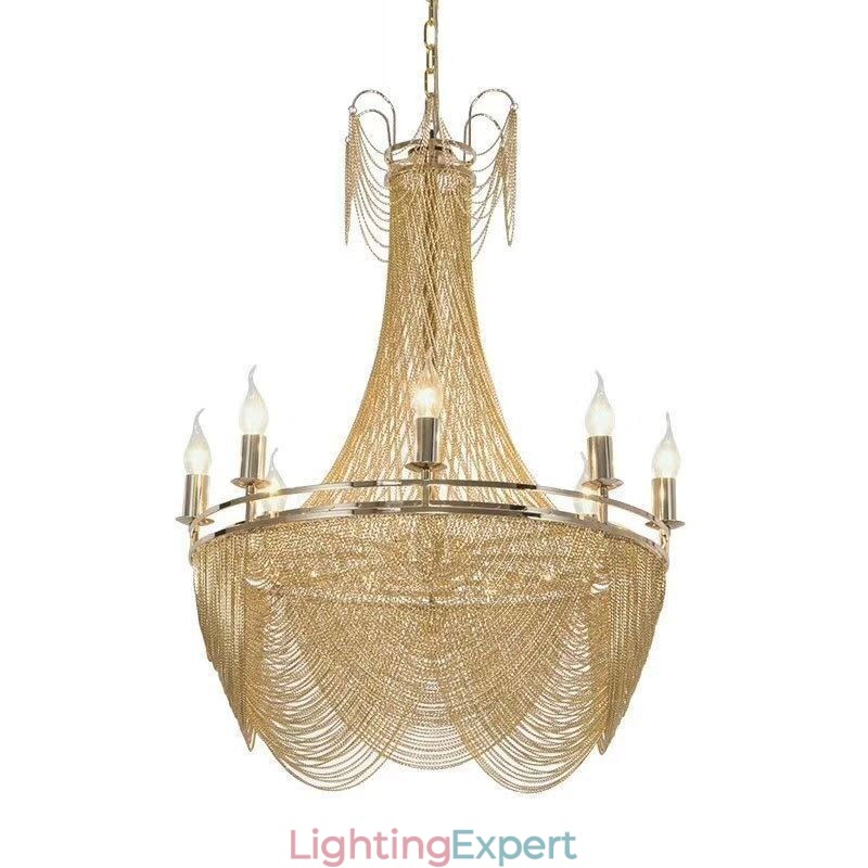 Aluminum Chain Pendant Light Creative Light Luxury Tassel Decorative Light Gold Silver