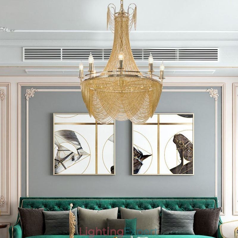 Aluminum Chain Pendant Light Creative Light Luxury Tassel Decorative Light Gold Silver