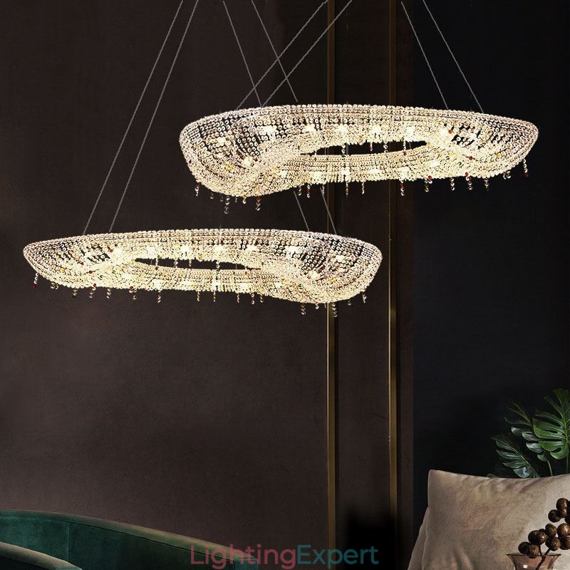Crystal Pendant Light Modern Luxury Oval Ceiling Light