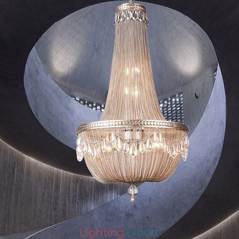 Tassel Pendant Light Retro American Duplex Aluminum Chain Ceiling Light