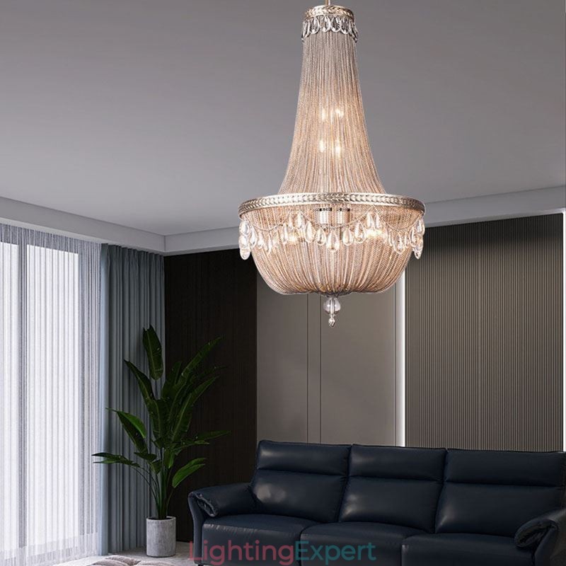 Tassel Pendant Light Retro American Duplex Aluminum Chain Ceiling Light