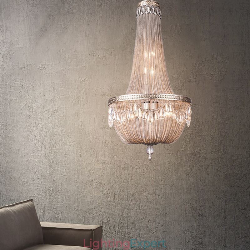 Tassel Pendant Light Retro American Duplex Aluminum Chain Ceiling Light