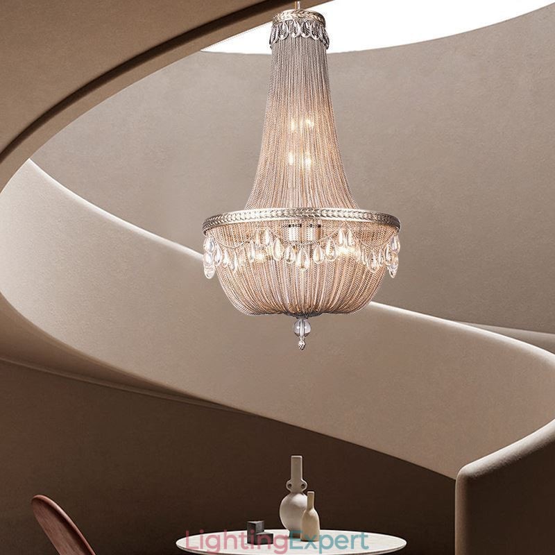 Tassel Pendant Light Retro American Duplex Aluminum Chain Ceiling Light