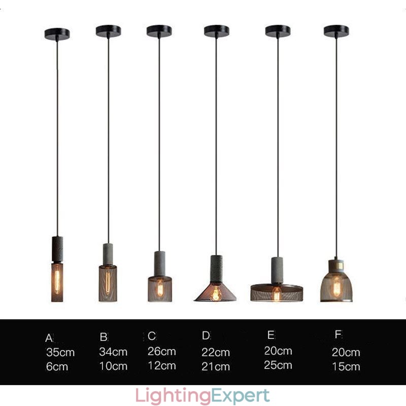 Black Pendant Light Cement Grid Light Country Retro Ceiling Light