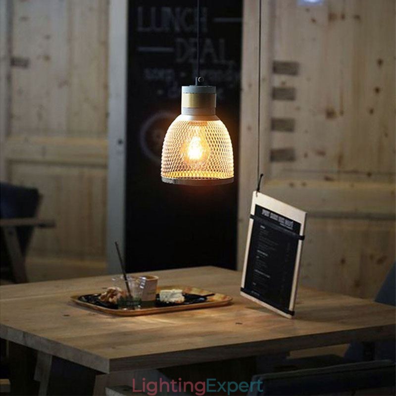 Black Pendant Light Cement Grid Light Country Retro Ceiling Light