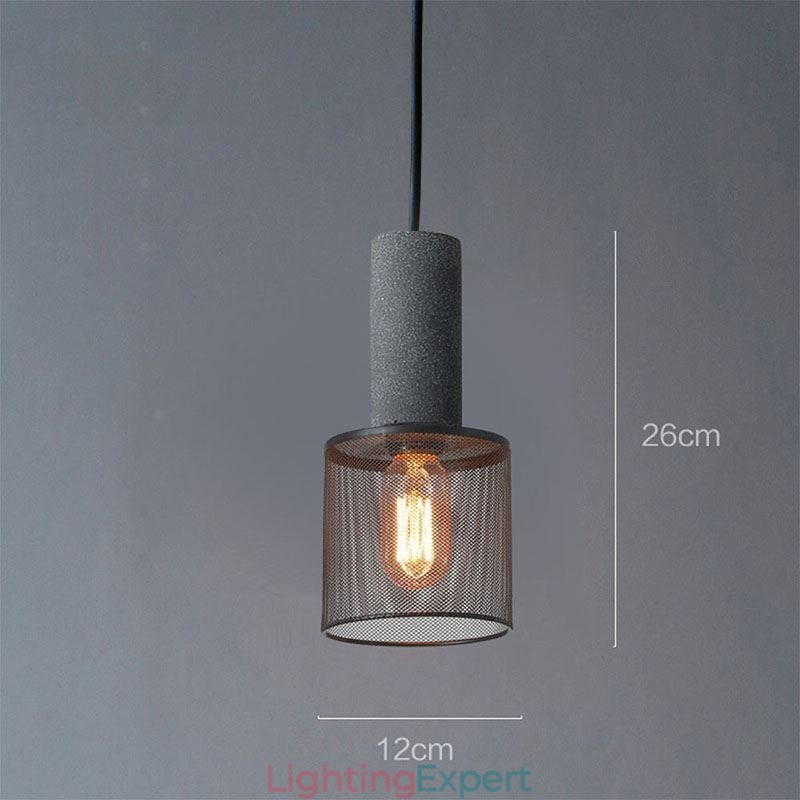 Black Pendant Light Cement Grid Light Country Retro Ceiling Light