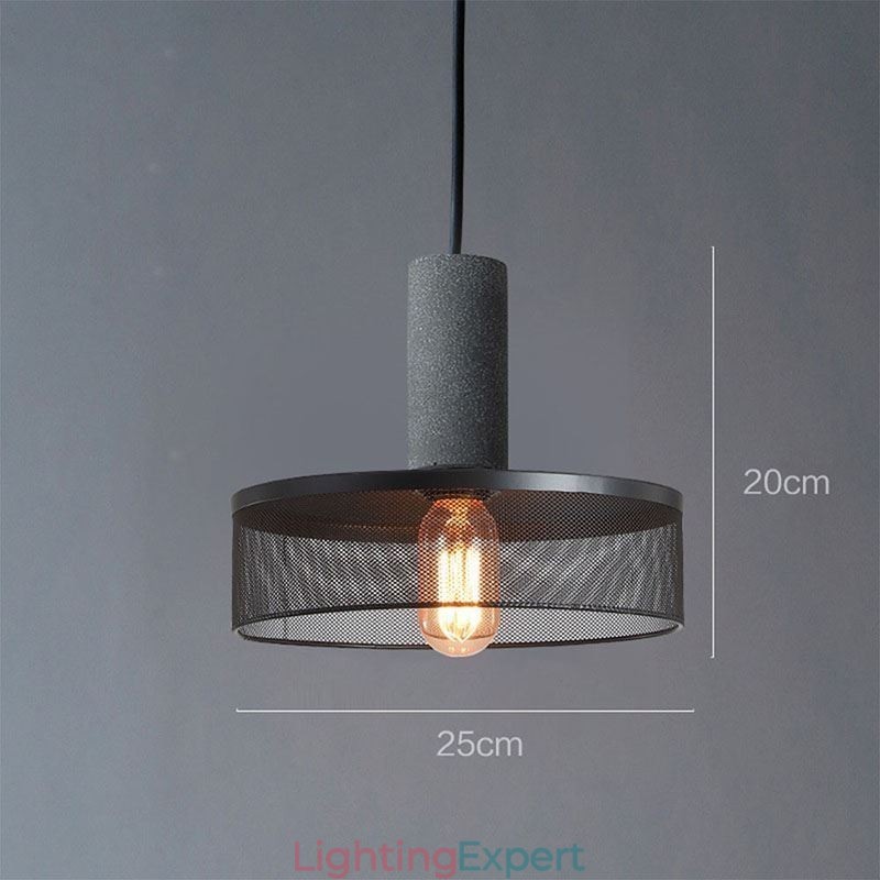 Black Pendant Light Cement Grid Light Country Retro Ceiling Light