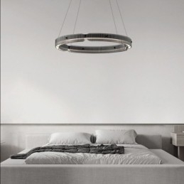 Circle Pendant Light 60 80CM Glass Ceiling Light Stepless Dimmable With Remote Control